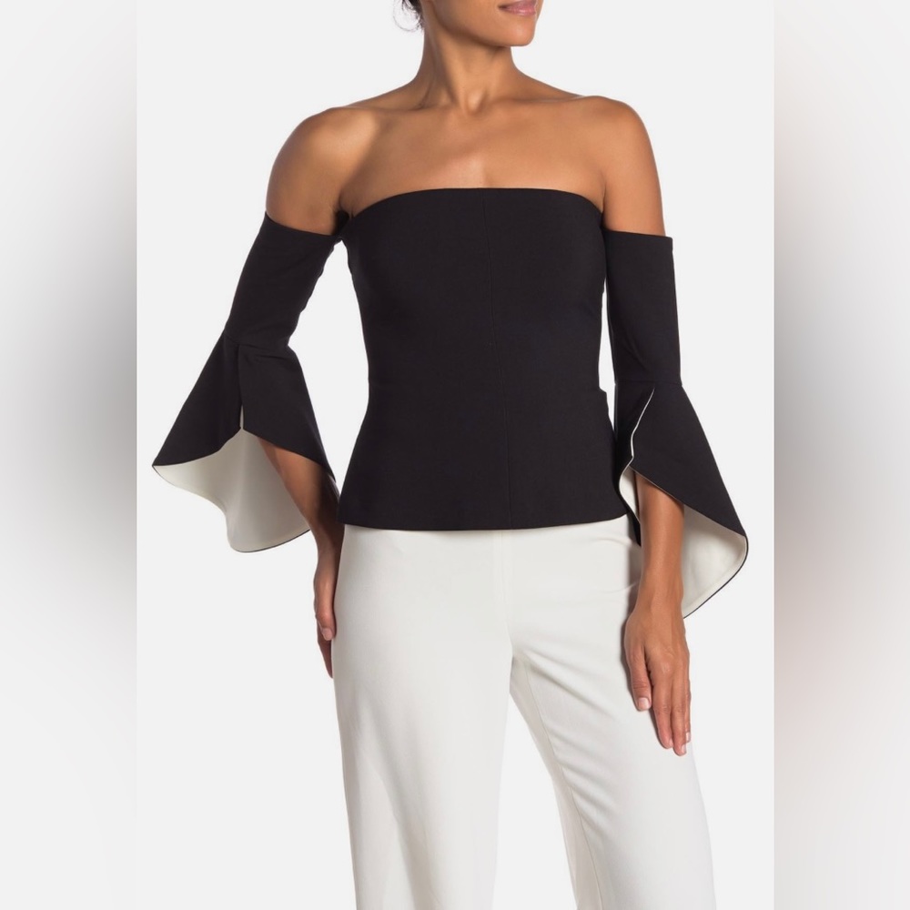 Likely - Nolita Top Women's Off Shoulder Cropped Blouse Bell Sleeves Size XS